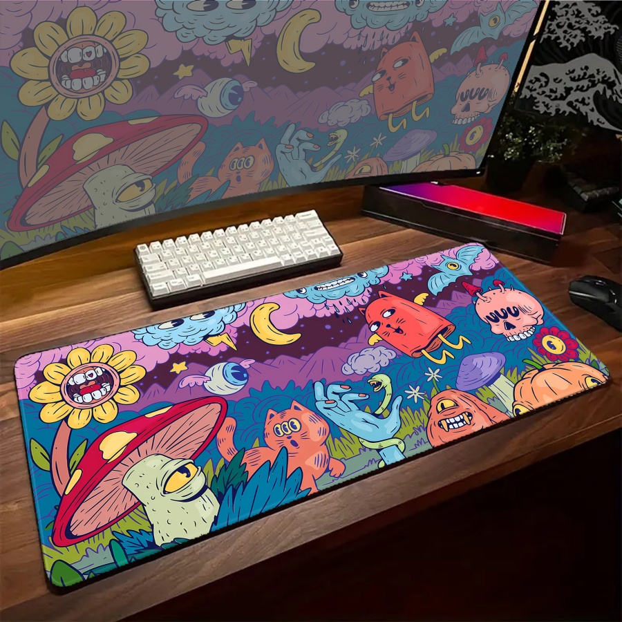 Desk Setup With Plants - Mausepad Hayvan Bitki Pc Kurulum Aksesuarları