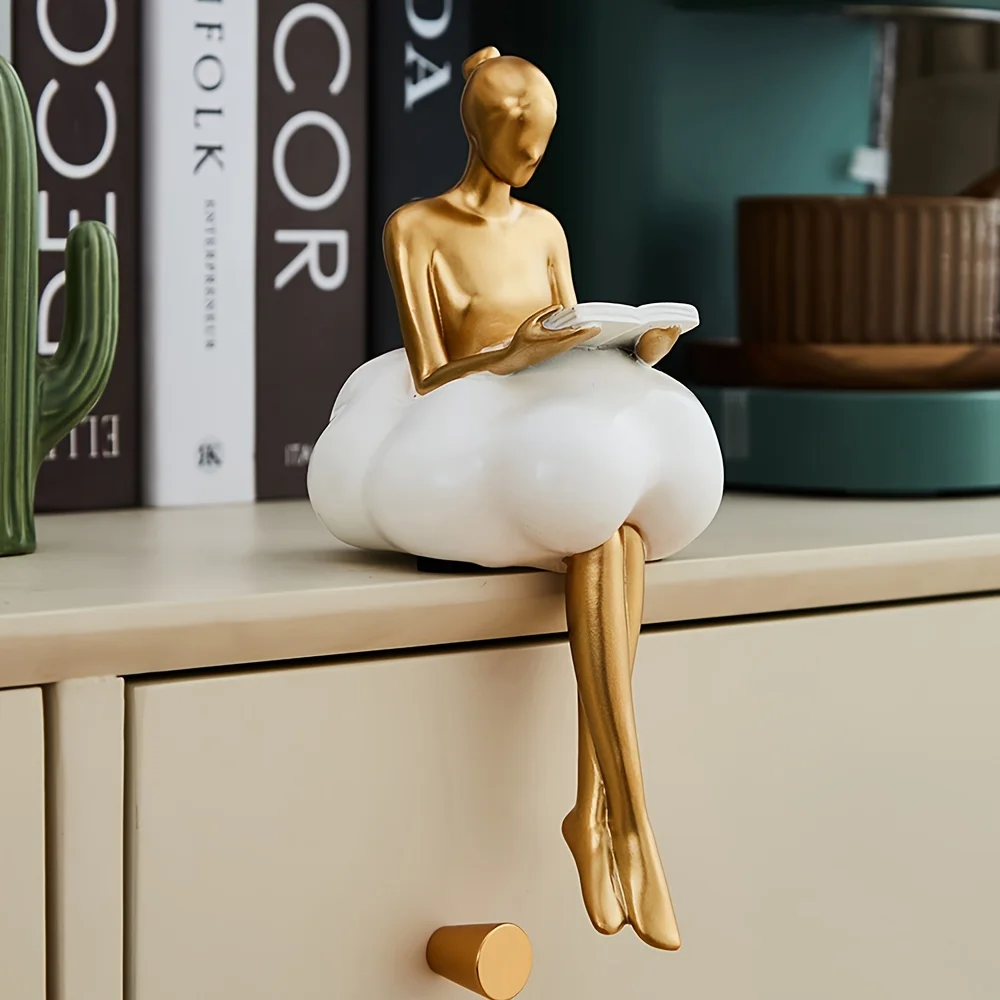 Desk Setup Girl - Bulut Kız Heykel Soyut Sanat Şekil