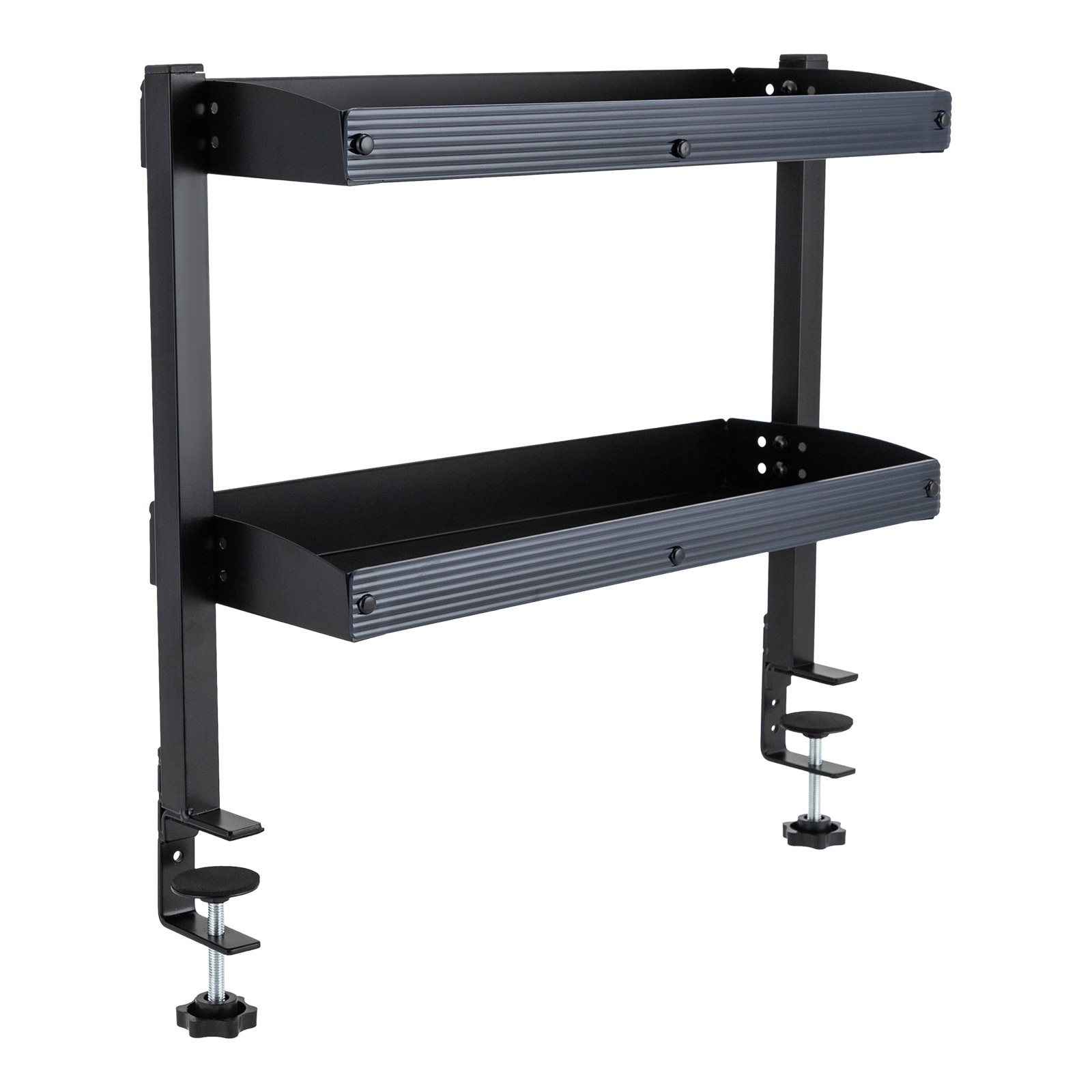 Desk Setup Black - Kelepçeli Masa Rafı, 2 Katlı, Üstü