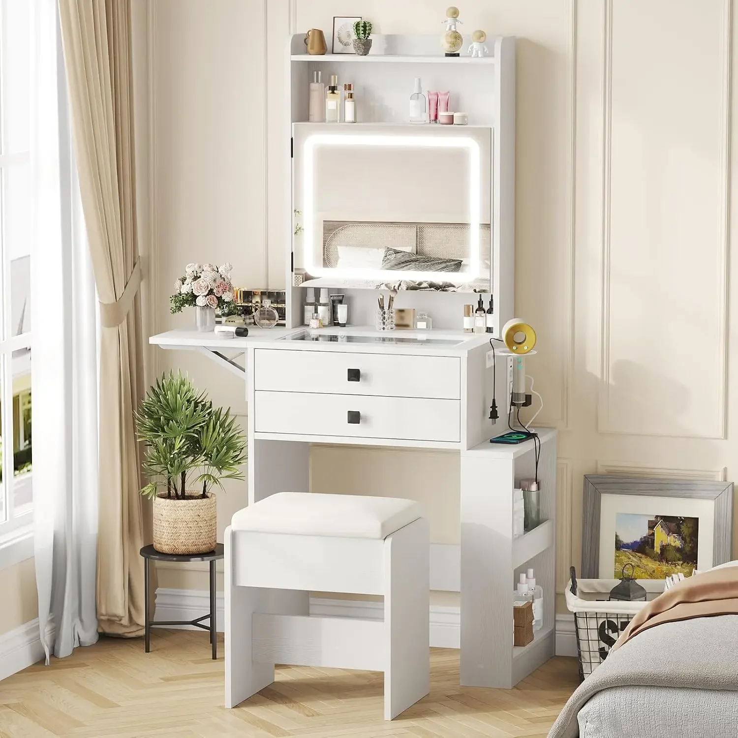 Desk Setup Small - Üç Ayarlanabilir Işıklı Aynalı Küçük Makyaj