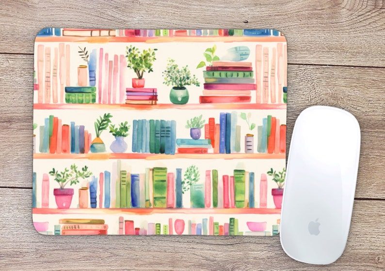 Desk Setup With Plants - Bitki Kitapları Mouse Pad Ev Ofis