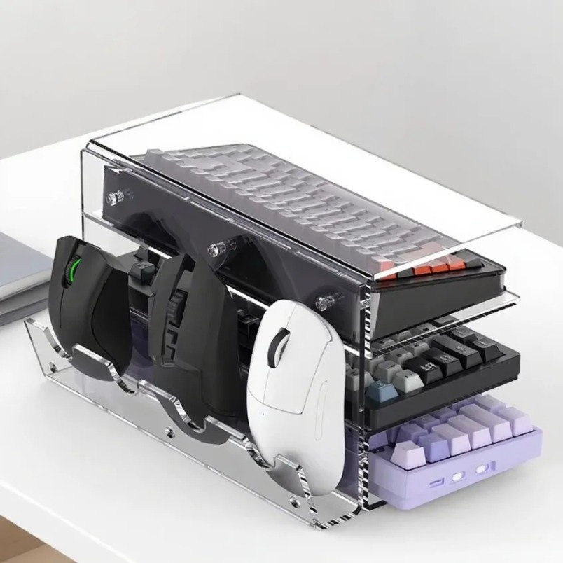 Desk Setup Gaming - Klavye Standı 3 Katmanlı Akrilik Depolama