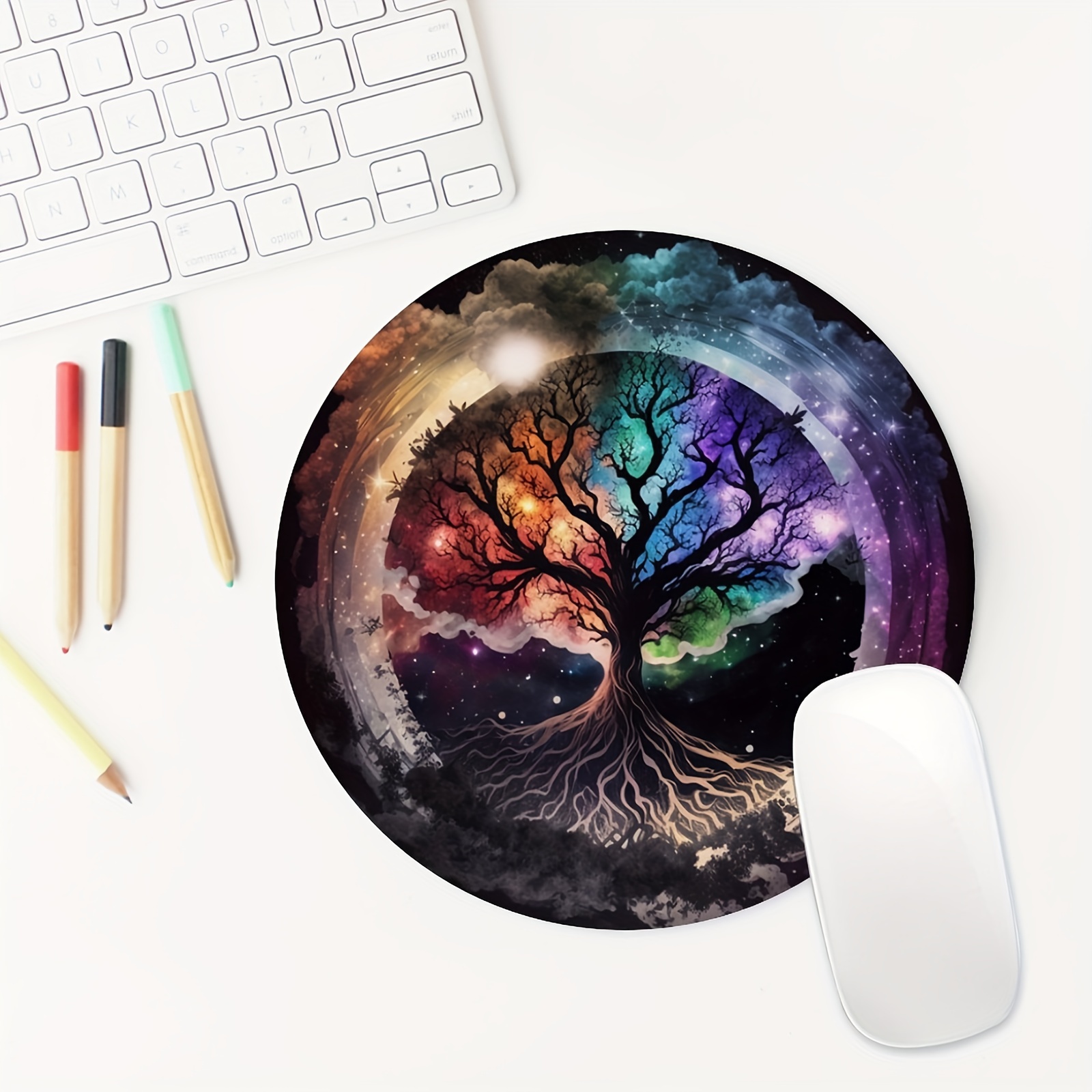 Desk Setup Small - Hayat Ağacı Yuvarlak Fare Mat Sevimli