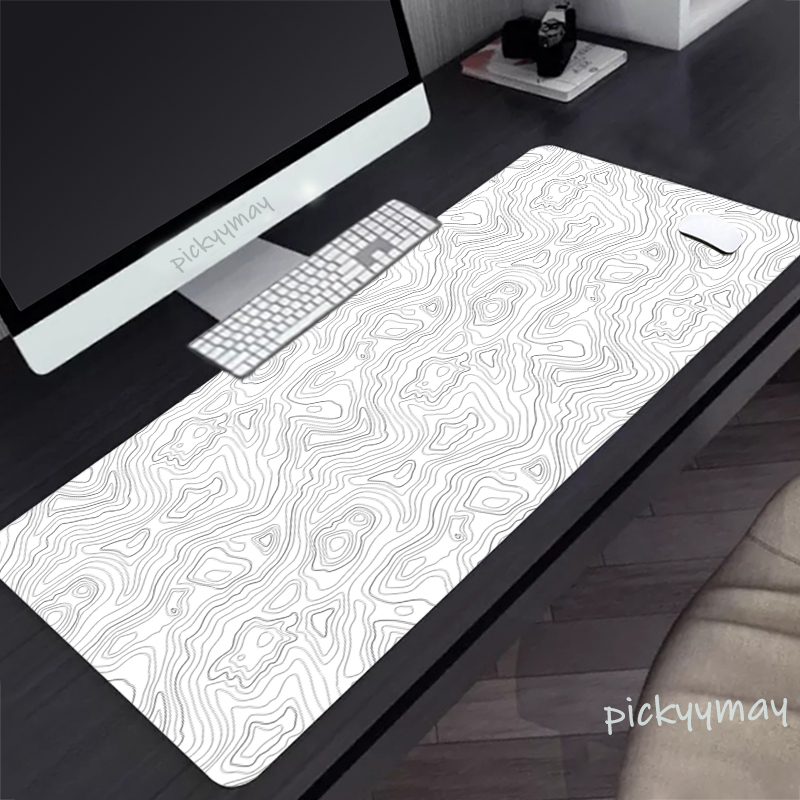 Desk Setup Black - Siyah ve beyaz büyük Mouse Pad