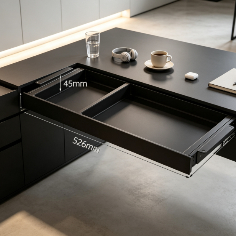 Desk Setup For Office - Premium Masa Altı Sürgülü Saklama Tepsisi,