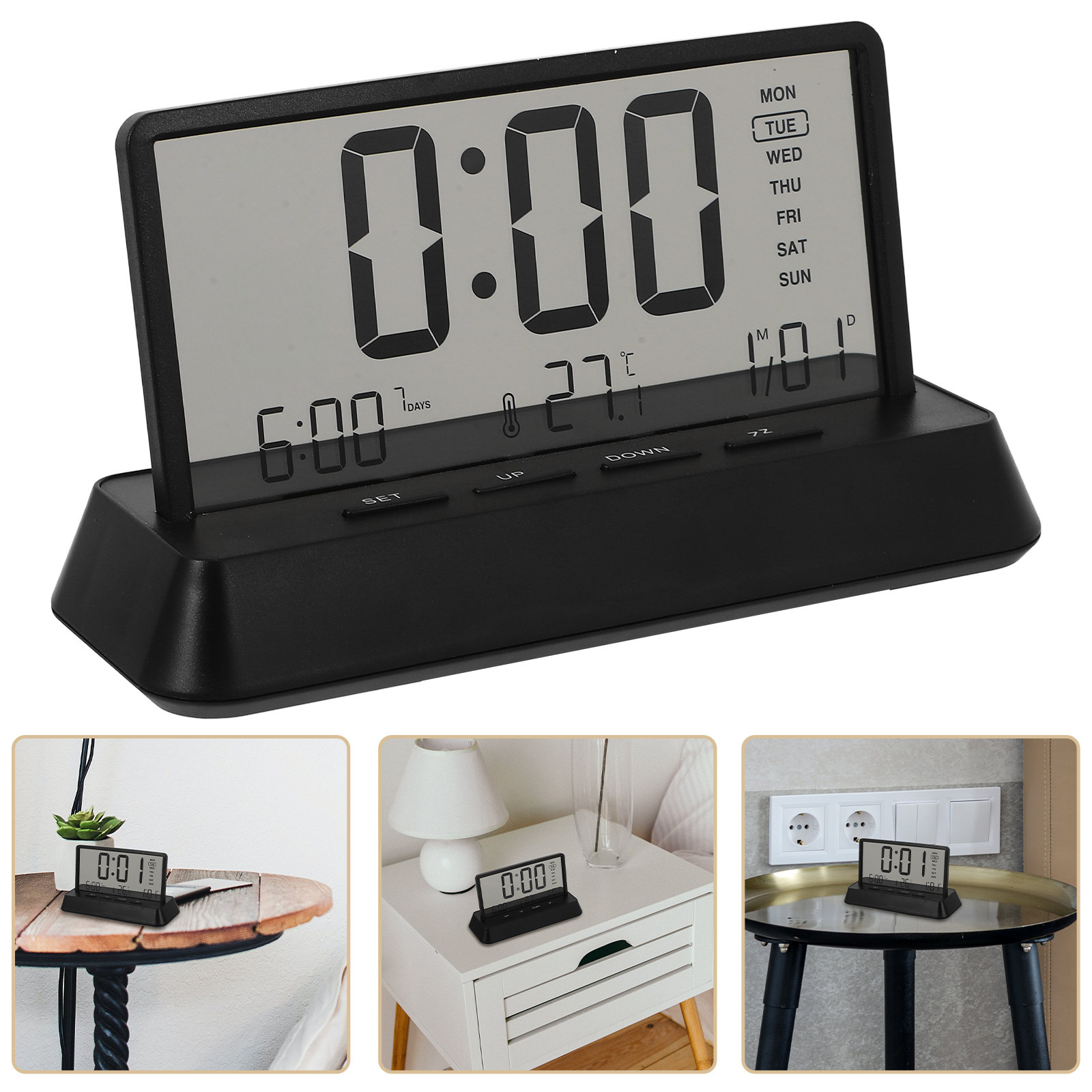 Desk Setup For Office - Dijital Çalar Saat Küçük Kompakt Plastik