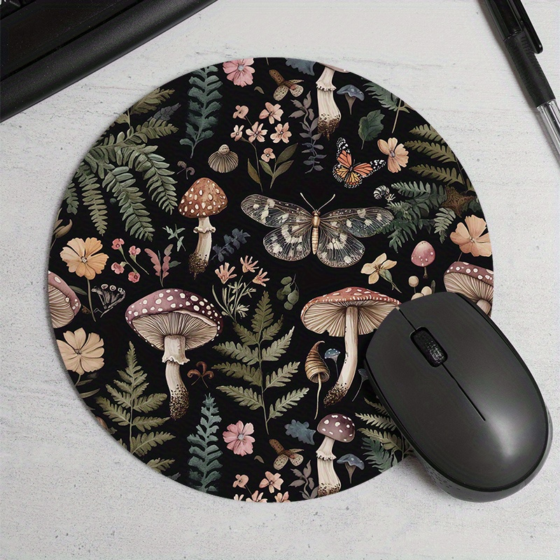 Desk Setup For Office - Yuvarlak Orman Bitki Mouse Pad Kauçuk