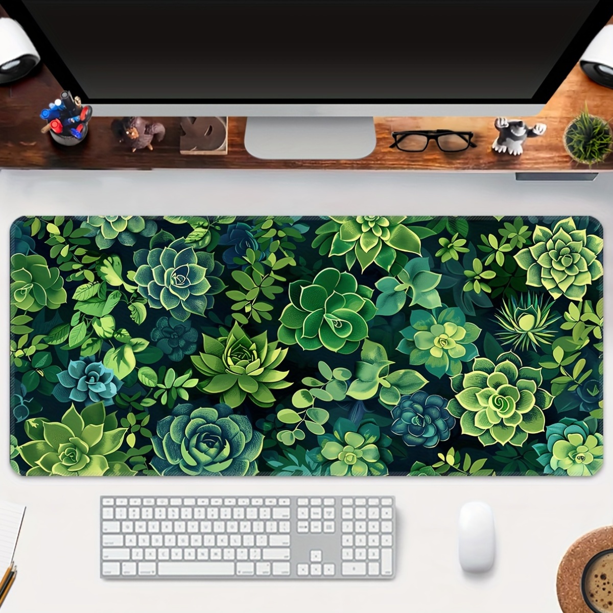 Sulu Yeşil Bitkiler Desenli Ge - Desk Setup With Plants incelemesi ve fiyatı