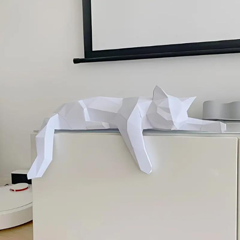 Siyah Beyaz Kedi Heykeli - Geo - Desk Setup Black incelemesi ve fiyatı