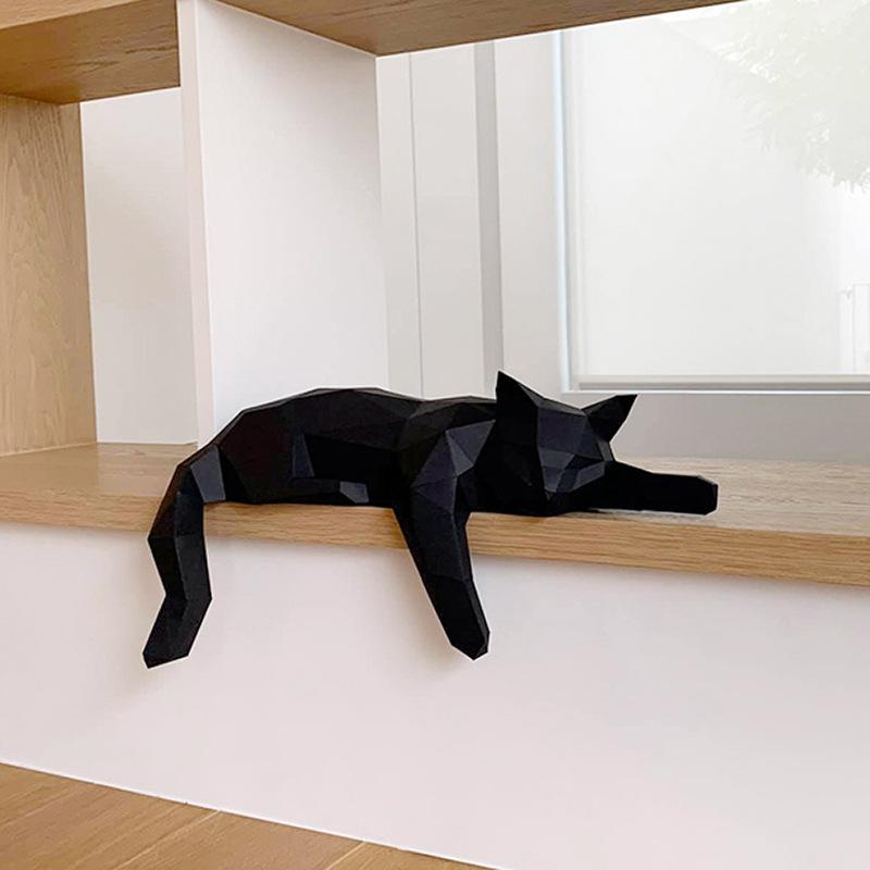 Siyah Beyaz Kedi Heykeli - Geo - Desk Setup Black incelemesi ve fiyatı