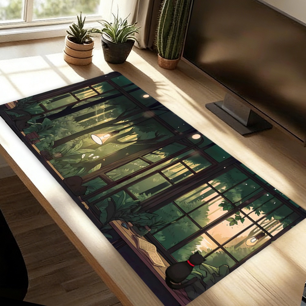 Sevimli Lofi Masa Örtüsü - Yeş - Desk Setup With Plants incelemesi ve fiyatı