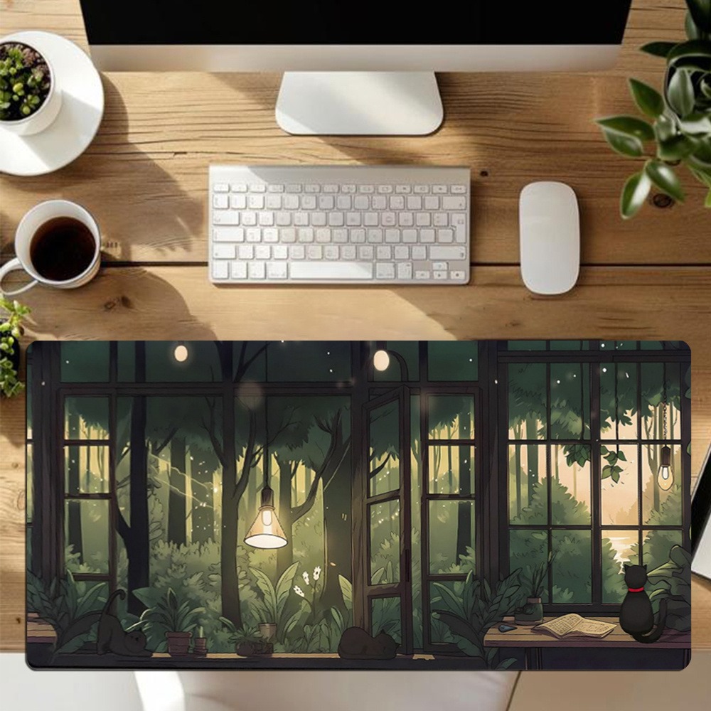 Sevimli Lofi Masa Örtüsü - Yeş - Desk Setup With Plants incelemesi ve fiyatı