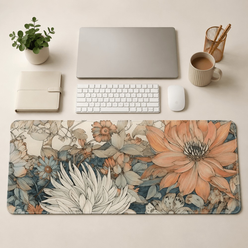 Retro çiçek desenli masa örtüs - Desk Setup With Plants incelemesi ve fiyatı