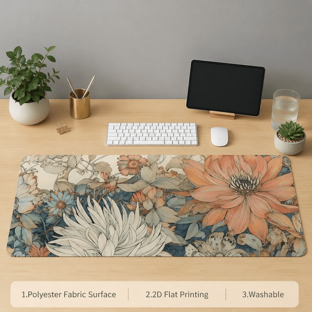 Retro çiçek desenli masa örtüs - Desk Setup With Plants incelemesi ve fiyatı