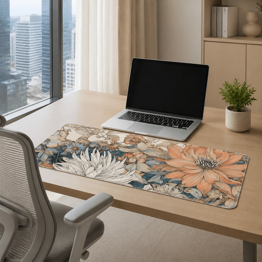 Retro çiçek desenli masa örtüs - Desk Setup With Plants incelemesi ve fiyatı